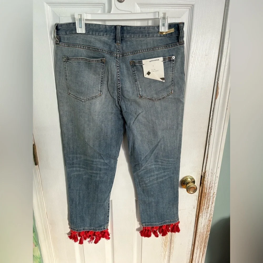 Anthropologie Pilcro Mid Rise Slim Boyfriend Tassel Jeans